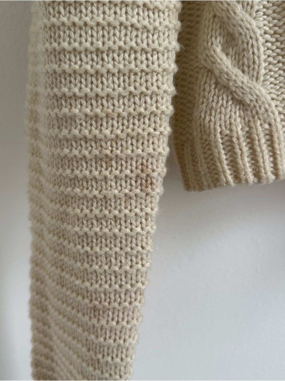 Cream Cable Knit Cropped Sweater - Picture 2 of 4